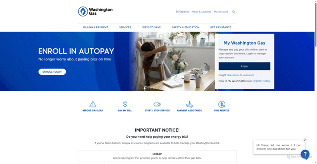 Security scan screenshot of https://www.washingtongas.com