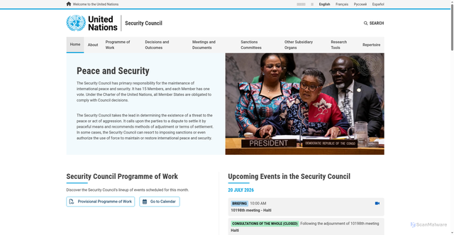Security scan screenshot of https://main.un.org/securitycouncil/en
