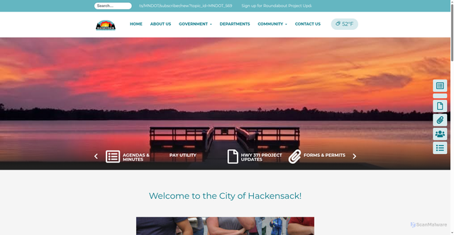 Security scan screenshot of https://cityofhackensackmn.gov/