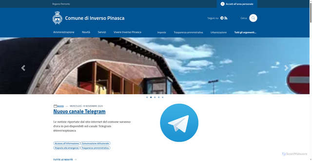 Security scan screenshot of https://www.comune.inversopinasca.to.it/