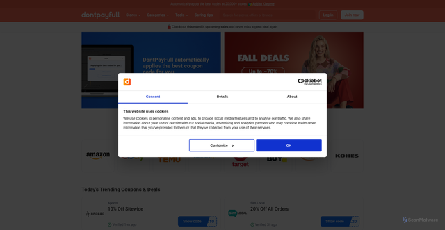 Security scan screenshot of https://www.dontpayfull.com