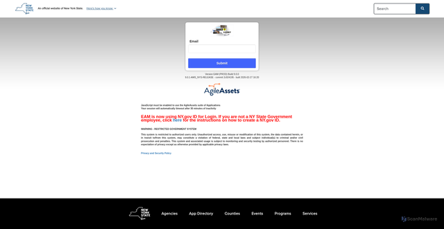 Security scan screenshot of https://eam.dot.ny.gov