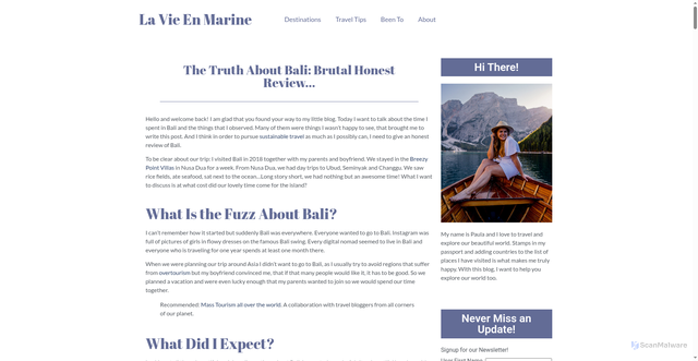 Security scan screenshot of https://lavieenmarine.com/the-truth-about-bali/