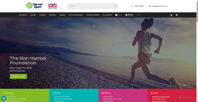 Security scan screenshot of https://harrodsport.com