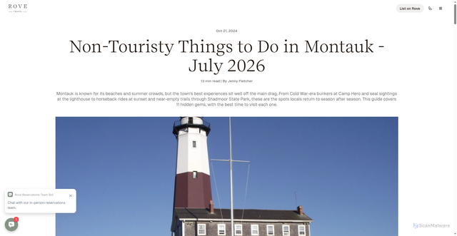 Security scan screenshot of https://www.rovetravel.com/blog/non-touristy-things-to-do-in-montauk