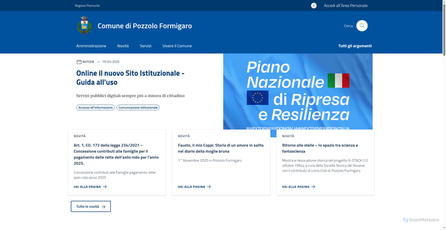 Security scan screenshot of https://www.comune.pozzoloformigaro.al.it/