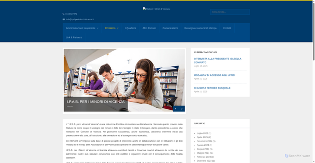 Security scan screenshot of https://www.ipabperiminoridivicenza.it/