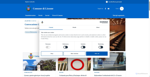 Security scan screenshot of https://www.comune.lissone.mb.it/