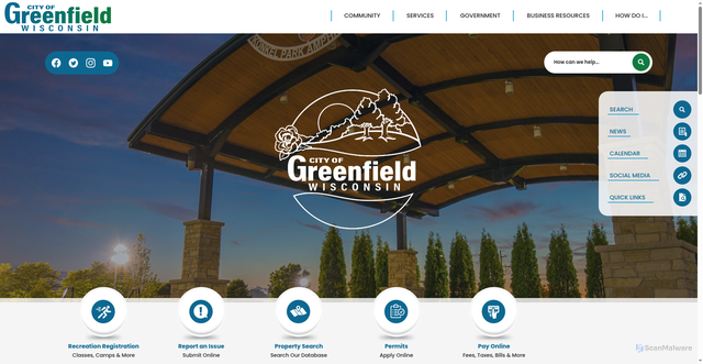 Security scan screenshot of https://www.ci.greenfield.wi.us/