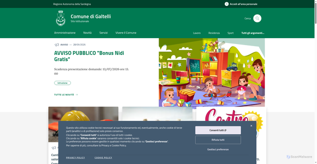 Security scan screenshot of https://www.comune.galtelli.nu.it