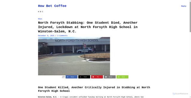 Security scan screenshot of https://howabetcoffee.site/north-forsyth-stabbing/