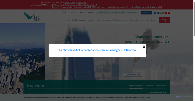 Security scan screenshot of https://apps.sfc.hk