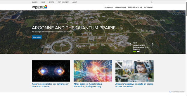 Security scan screenshot of https://www.anl.gov/