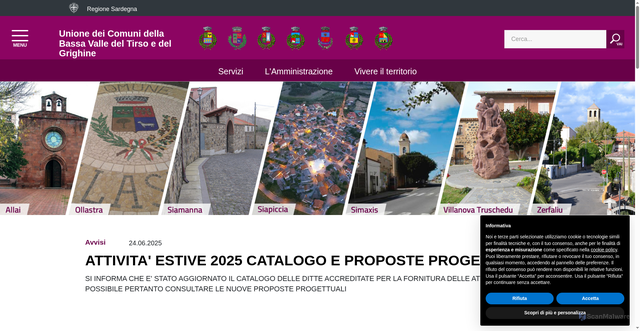 Security scan screenshot of https://www.unionevalletirsogrighine.it/