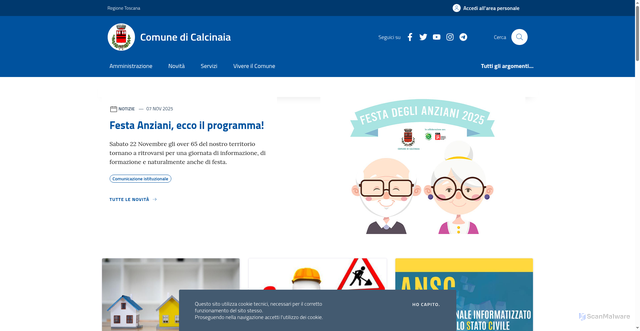 Security scan screenshot of https://www.comune.calcinaia.pi.it/
