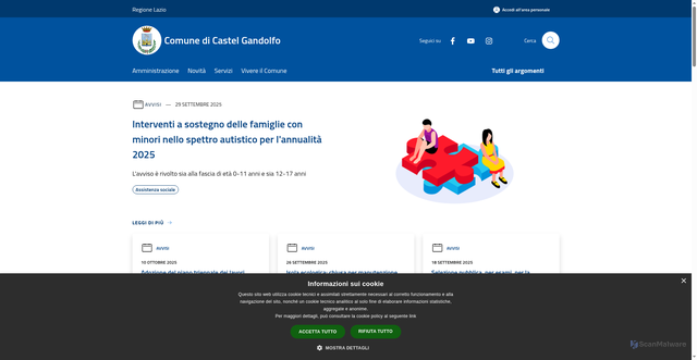 Security scan screenshot of https://www.comune.castelgandolfo.rm.it/it