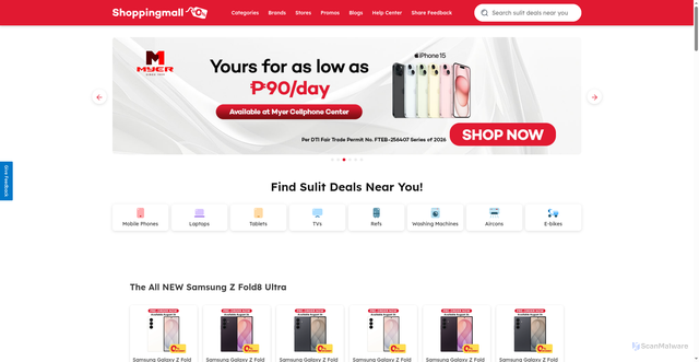Security scan screenshot of https://shoppingmall.homecredit.ph