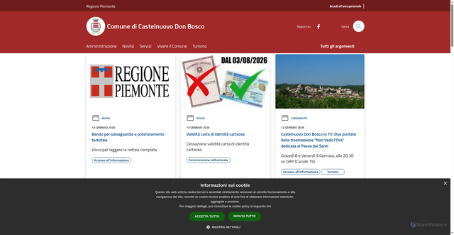 Security scan screenshot of https://www.comune.castelnuovodonbosco.at.it/it