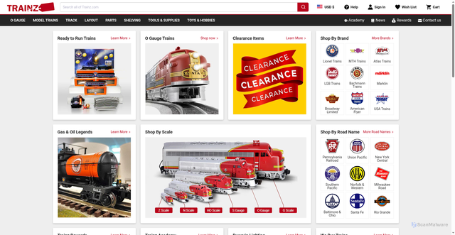 Security scan screenshot of https://www.trainz.com