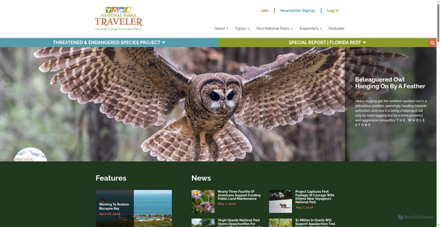 Security scan screenshot of https://nationalparkstraveler.org