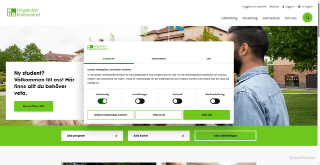 Security scan screenshot of https://www.hkr.se/