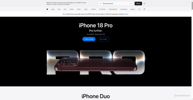 Security scan screenshot of https://www.apple.com