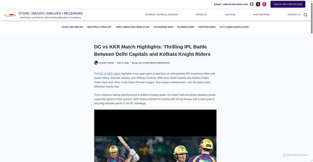 Security scan screenshot of https://storracks.com/dc-vs-kkr-match-highlights-clash-between-dc-and-kkr/