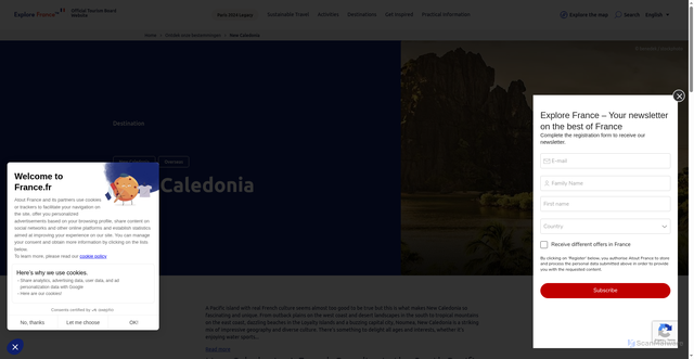 Security scan screenshot of https://www.france.fr/en/destination/new-caledonia/