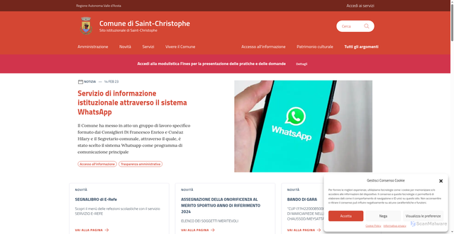 Security scan screenshot of https://comune.saint-christophe.ao.it/
