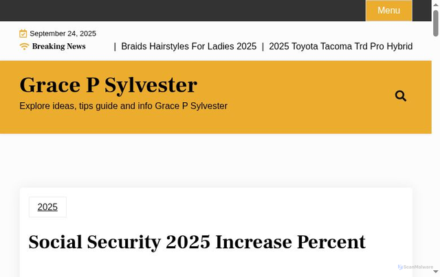 Security scan screenshot of https://gracepsylvesterj.pages.dev/llumt-social-security-2025-increase-percent-tztgf/