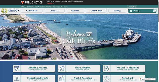 Security scan screenshot of https://oakbluffsma.gov/