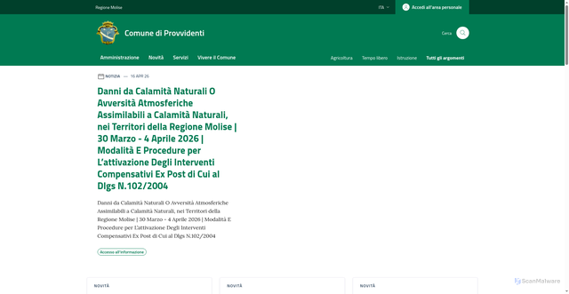 Security scan screenshot of https://www.comune.provvidenti.cb.it