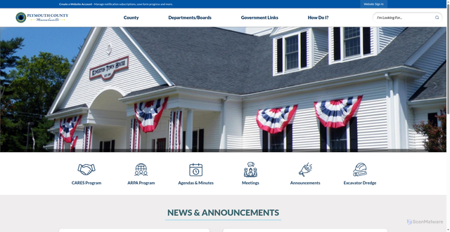 Security scan screenshot of https://plymouthcountyma.gov/