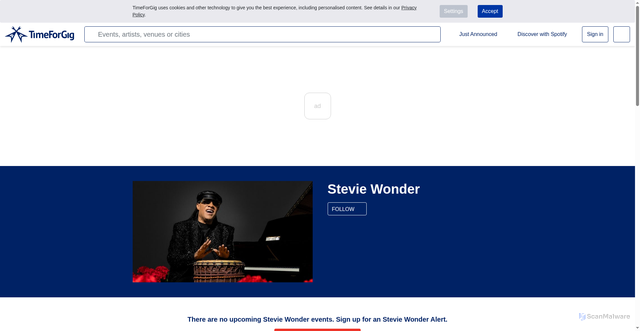 Security scan screenshot of https://www.timeforgig.com/stevie-wonder/artists/o5ez3