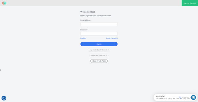 Security scan screenshot of https://app.surveyapp.io