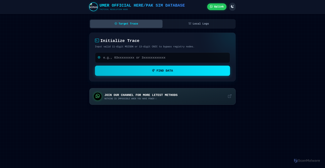Security scan screenshot of https://umer-official-sim-database-e8i26btvlq.edgeone.app/