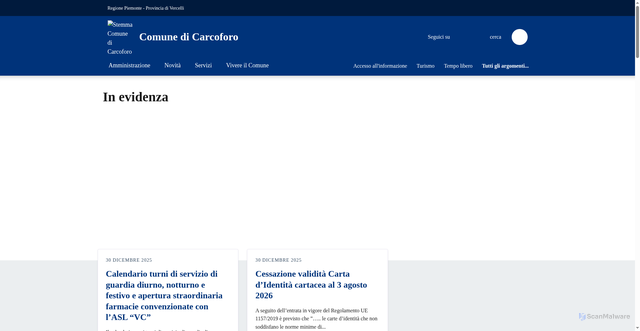 Security scan screenshot of https://www.comune.carcoforo.vc.it/it-it/home