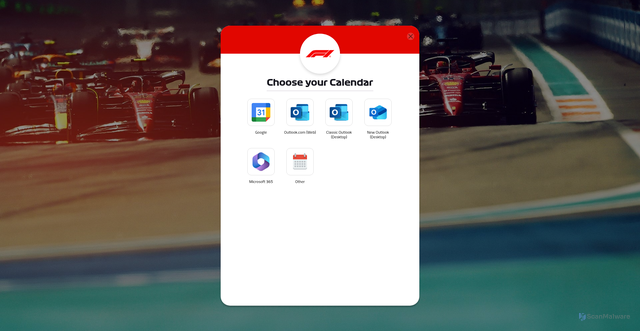 Security scan screenshot of https://calendar.formula1.com/