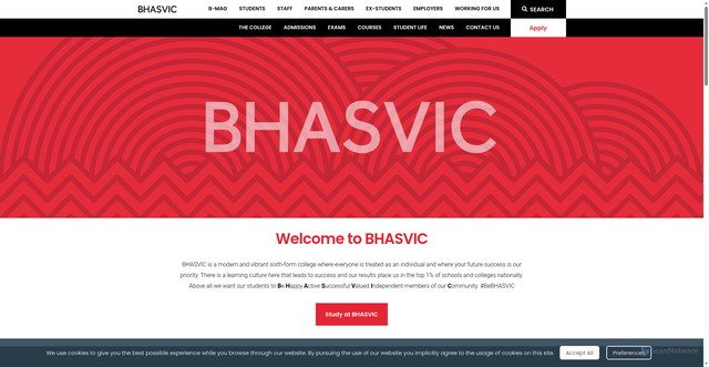 Security scan screenshot of https://www.bhasvic.ac.uk/