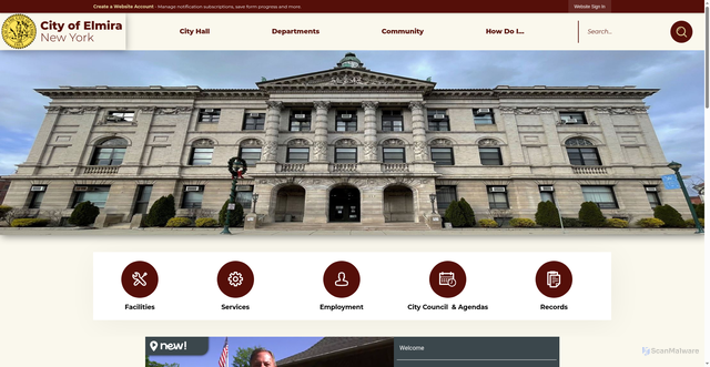 Security scan screenshot of https://cityofelmirany.gov/