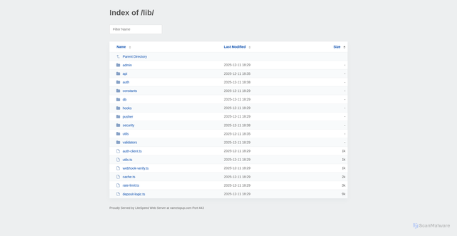 Security scan screenshot of https://vamztopup.com/lib/?SA