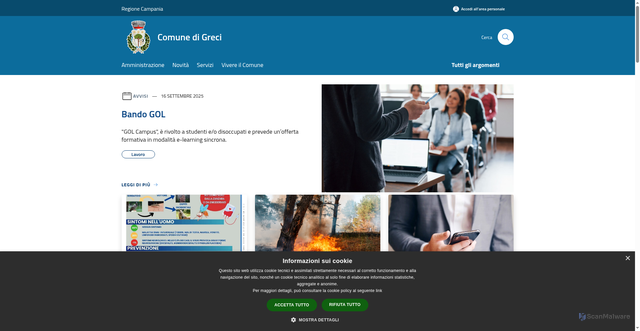 Security scan screenshot of https://www.comune.greci.av.it/it