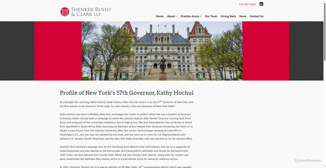 Security scan screenshot of https://www.srclawoffices.com/profile-of-new-yorks-57th-governor-kathy-hochul/