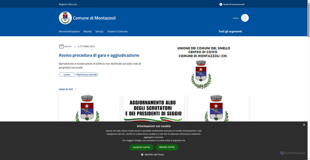 Security scan screenshot of https://www.comune.montazzoli.ch.it/it