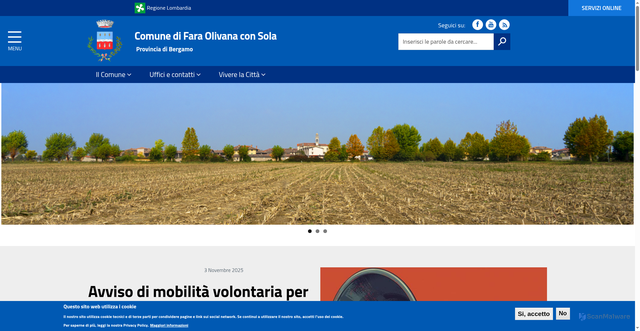 Security scan screenshot of https://www.comune.faraolivanaconsola.bg.it/