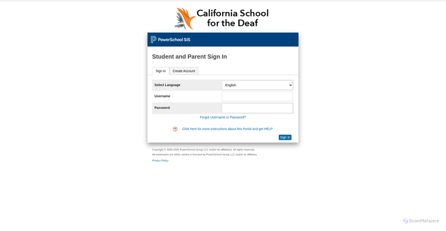 Security scan screenshot of https://csdf.powerschool.com