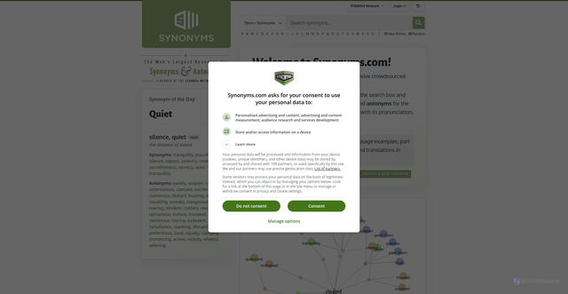 Security scan screenshot of https://synonyms.com