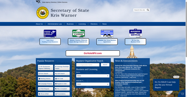 Security scan screenshot of https://sos.wv.gov/Pages/default.aspx