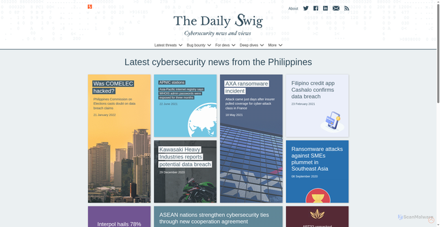 Security scan screenshot of https://portswigger.net/daily-swig/philippines