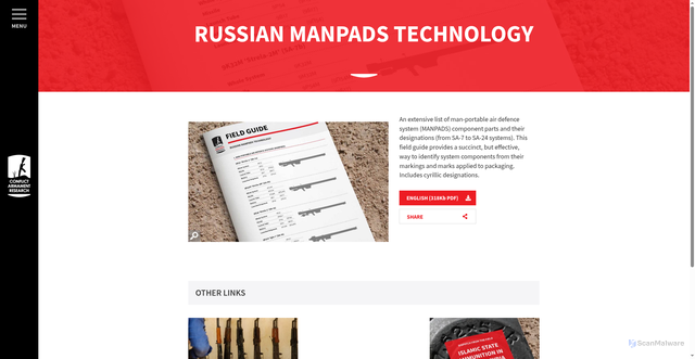 Security scan screenshot of https://www.conflictarm.com/guide/russian-manpads-technology/